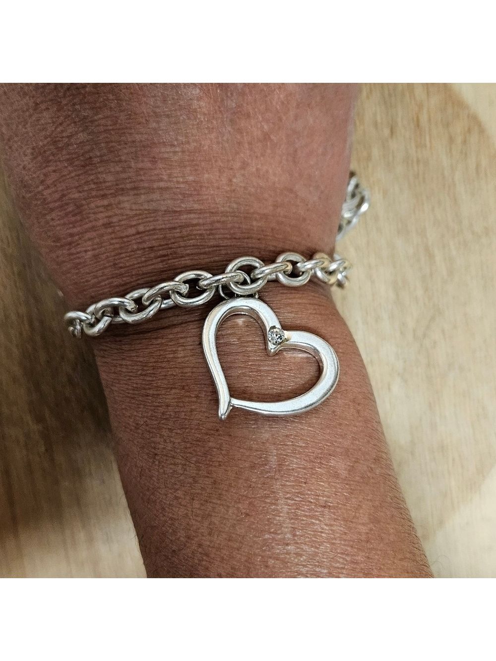 Open Heart Silver-tone Charm Bracelet